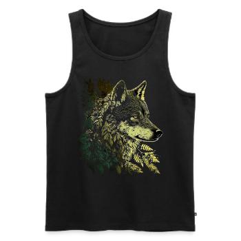 Wolf Geschenk Heulende Wölfe Tier Tiermotiv Jagd - Männer Premium Bio Tank Top - Schwarz - Vorne - Michal (187cm)