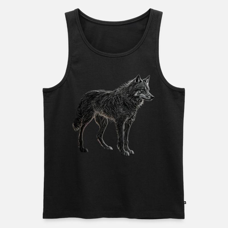 Wolf Tiermotiv Wölfe Geschenk Geburtstag Wald - Männer Premium Bio Tank Top - Schwarz