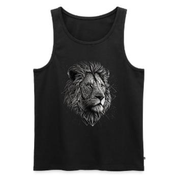 Lion Gift Animaux Animal Motif Zoo - Débardeur bio Premium Homme - noir - Devant - AI Model Male 178 light (178cm)