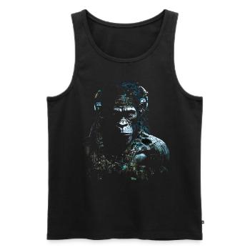 Singe Musique Cadeau Femme Art Animaux Singe Motif - Débardeur bio Premium Homme - noir - Devant - Michal (187cm)