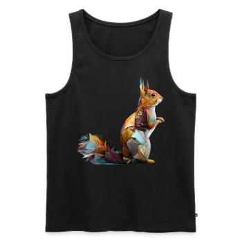 Écureuil Polygone Forêt Animaux Motif de cadeau animal - Débardeur bio Premium Homme - noir - Devant - Michal (187cm)