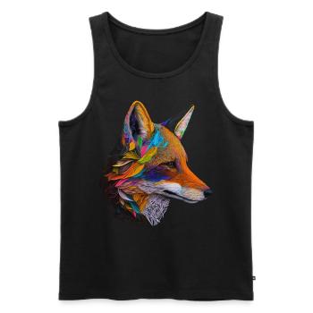 Fuchs Bunt Kunst Tiermotiv Tiergesicht Geschenk - Männer Premium Bio Tank Top - Schwarz - Vorne - Michal (187cm)