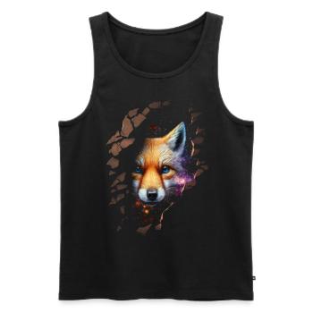 Fuchs Wand Galaxy Sterne Geschenk Tier Blaue Augen - Männer Premium Bio Tank Top - Schwarz - Vorne - AI Model Male 178 light (178cm)