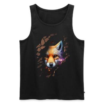 Fox Space Stars Cadeau Animal Cuddly Mignon - Débardeur bio Premium Homme - noir - Devant - AI Model Male 178 light (178cm)