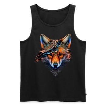 Fuchs Polygon Tiermotiv Gesicht Zoo Tier Geschenk - Männer Premium Bio Tank Top - Schwarz - Vorne - Michal (187cm)