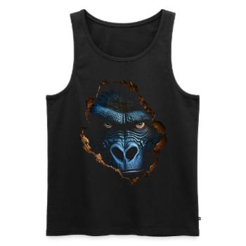 Gorilla Wand Loch Affe Zoo Tier Kostüm Geschenk - Männer Premium Bio Tank Top - Schwarz - Vorne - Michal (187cm)