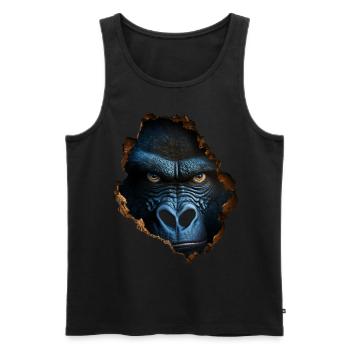 Gorilla Wall Hole Monkey Zoo Animal Costume Cadeau - Débardeur bio Premium Homme - noir - Devant - AI Model Male 178 light (178cm)