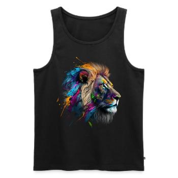 Löwe Kunst Geschenk Kunstwerk Tier Tiermotiv - Männer Premium Bio Tank Top - Schwarz - Vorne - AI Model Male 178 light (178cm)