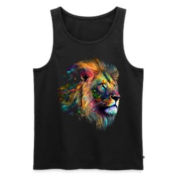 Löwe Kunst Geschenk Kunstwerk Tier Tiermotiv - Männer Premium Bio Tank Top - Schwarz - Vorne - AI Model Male 178 light (178cm)