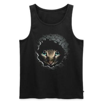 Cat Wall Hole Gift Cat Motif Cat Holder - Men's Premium Organic Tank Top - black - Front - AI Model Male 178 light (178cm)
