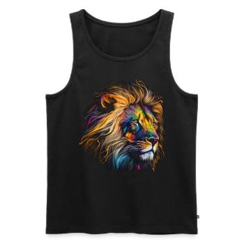 Leo Art Gift Artwork Animal Animal Motif - Débardeur bio Premium Homme - noir - Devant - Michal (187cm)