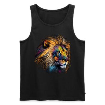 Leo Art Gift Artwork Animal Animal Motif - Débardeur bio Premium Homme - noir - Devant - Michal (187cm)