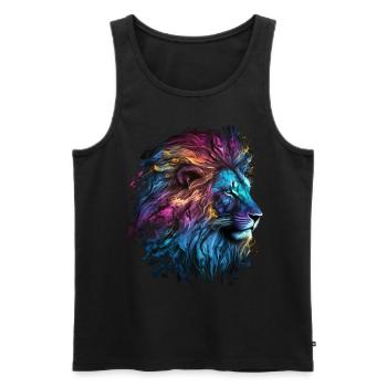Lion Colorful Big Cat Kuns Animal Gift Africa Zoo - Men's Premium Organic Tank Top - black - Front - AI Model Male 178 light (178cm)