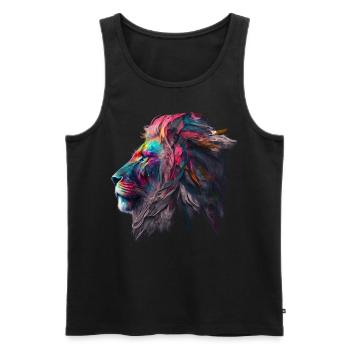 Lion Colorful Big Cat Kuns Animal Gift Africa Zoo - Men's Premium Organic Tank Top - black - Front - AI Model Male 178 light (178cm)