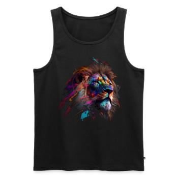 Lion Colorful Big Cat Kuns Animal Gift Africa Zoo - Men's Premium Organic Tank Top - black - Front - AI Model Male 178 light (178cm)
