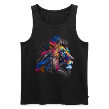 Lion Colorful Big Cat Kuns Animal Gift Africa Zoo - Men's Premium Organic Tank Top - black - Front - AI Model Male 178 light (178cm)