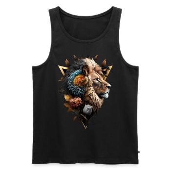Löwe Polygon Kunst Blumen Tier Geschenk Zoo Motiv - Männer Premium Bio Tank Top - Schwarz - Vorne - Michal (187cm)
