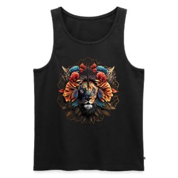 Löwe Polygon Kunst Blumen Tier Geschenk Zoo Motiv - Männer Premium Bio Tank Top - Schwarz - Vorne - Michal (187cm)