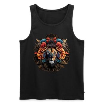 Lion Polygone Art Fleurs Animal Gift Zoo Motif - Débardeur bio Premium Homme - noir - Devant - AI Model Male 178 light (178cm)