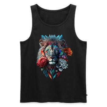 Löwe Polygon Kunst Blumen Tier Geschenk Zoo Motiv - Männer Premium Bio Tank Top - Schwarz - Vorne - Michal (187cm)