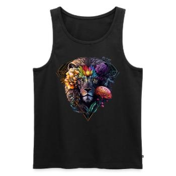 Löwe Polygon Kunst Blumen Tier Geschenk Zoo Motiv - Männer Premium Bio Tank Top - Schwarz - Vorne - Michal (187cm)