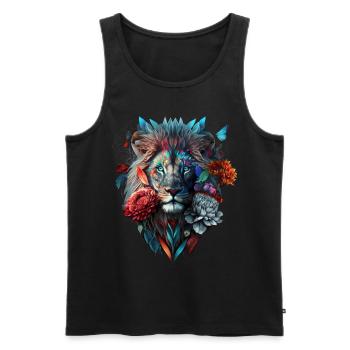 Löwe Polygon Kunst Blumen Tier Geschenk Zoo Motiv - Männer Premium Bio Tank Top - Schwarz - Vorne - Michal (187cm)