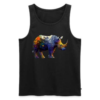 Nashorn Bunt Polygon Afrika Geschenk Zoo Tier - Männer Premium Bio Tank Top - Schwarz - Vorne - Michal (187cm)