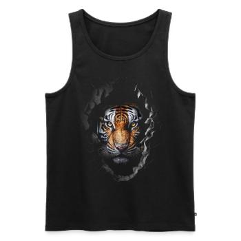 Tiger Wand Loch Raubkatze Tigermotiv Geschenk Tier - Männer Premium Bio Tank Top - Schwarz - Vorne - Michal (187cm)