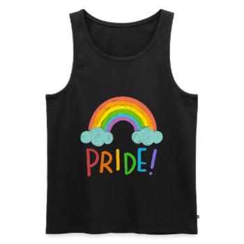 Rainbow Gay Pride LGBTQ - Men's Premium Organic Tank Top - black - Front - Michal (187cm)