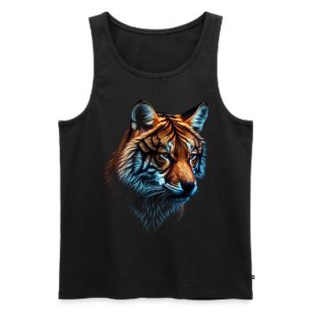 Tigre et renard mixtes, motif zoo animal cadeau - Débardeur bio Premium Homme - noir - Devant - Michal (187cm)