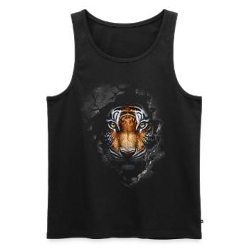 Tiger Wand Loch Raubkatze Tigermotiv Geschenk Tier - Männer Premium Bio Tank Top - Schwarz - Vorne - Michal (187cm)