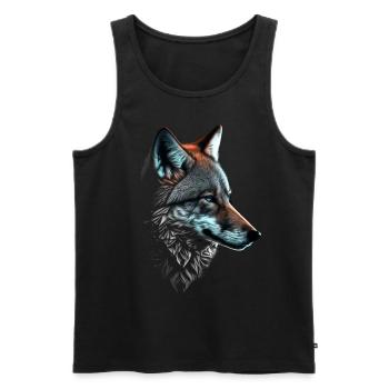 Wolf und Fuchs gemischt, Kunst Kopf Tier Geschenk - Männer Premium Bio Tank Top - Schwarz - Vorne - AI Model Male 178 light (178cm)