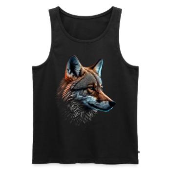 Loup et renard mixtes, cadeau animal de tête d’art - Débardeur bio Premium Homme - noir - Devant - Michal (187cm)