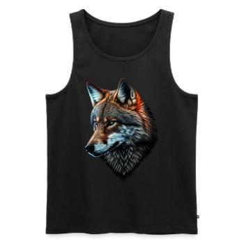 Wolf und Fuchs gemischt, Kunst Kopf Tier Geschenk - Männer Premium Bio Tank Top - Schwarz - Vorne - AI Model Male 178 light (178cm)