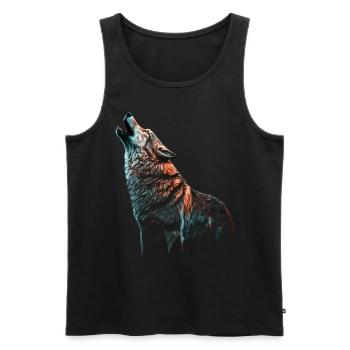 Wolf heulen Tiermotiv Zoo Geschenk Tier Wildtier - Männer Premium Bio Tank Top - Schwarz - Vorne - AI Model Male 178 light (178cm)