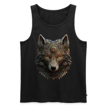 Wolf Mandala Kunst Geschenk Frau Kunstwerk Tier - Männer Premium Bio Tank Top - Schwarz - Vorne - AI Model Male 178 light (178cm)
