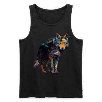 Wolf Polygon Kunst Tiermotiv Tier Geschenk Zoo - Männer Premium Bio Tank Top - Schwarz - Vorne - Michal (187cm)