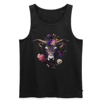 Chèvre Fleurs Art Cadeau Chèvre Animal Ferme - Débardeur bio Premium Homme - noir - Devant - Michal (187cm)
