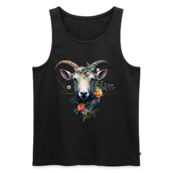 Chèvre Fleurs Art Cadeau Chèvre Animal Ferme - Débardeur bio Premium Homme - noir - Devant - Michal (187cm)