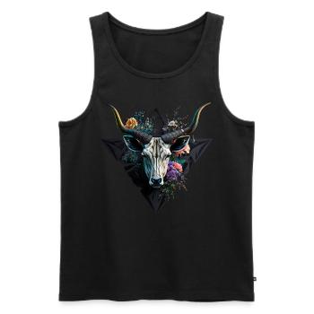 Chèvre Fleurs Art Cadeau Chèvre Animal Ferme - Débardeur bio Premium Homme - noir - Devant - Michal (187cm)