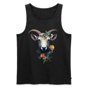 Chèvre Fleurs Art Cadeau Chèvre Animal Ferme - Débardeur bio Premium Homme - noir - Devant - Michal (187cm)