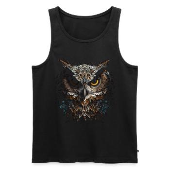 Eule Nachtvogel Vogel Tier Geschenk Kunst - Männer Premium Bio Tank Top - Schwarz - Vorne - AI Model Male 178 light (178cm)