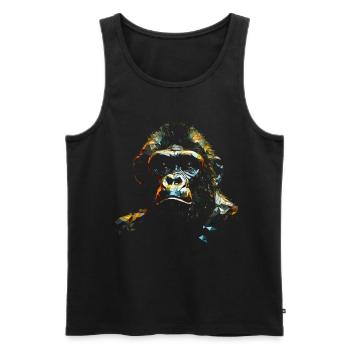 Affe Polygon Geometrisch Bunt Kunst Geschenk Tier - Männer Premium Bio Tank Top - Schwarz - Vorne - AI Model Male 178 light (178cm)