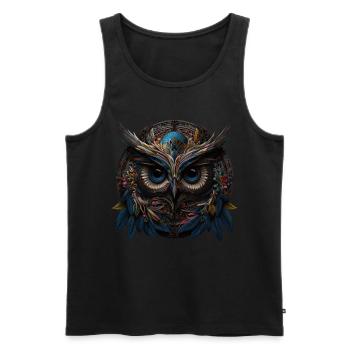 Owl Night Bird Bird Animal Gift Mandala - Men's Premium Organic Tank Top - black - Front - Michal (187cm)