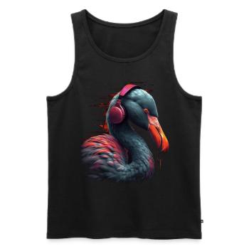 Flamingo Music Headphones Animal Gift - Men's Premium Organic Tank Top - black - Front - Michal (187cm)