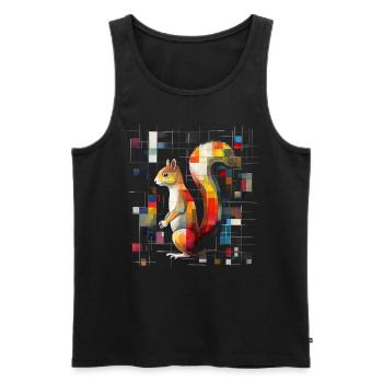 Eichhörnchen Bunt Kunstwerk Geometrisch Geschenk - Männer Premium Bio Tank Top - Schwarz - Vorne - AI Model Male 178 light (178cm)