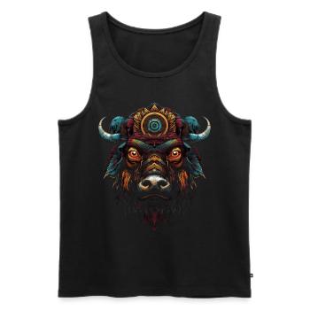 Bison Mandala Kunstwerk Kunst Waldtiere Geschenk - Männer Premium Bio Tank Top - Schwarz - Vorne - Michal (187cm)