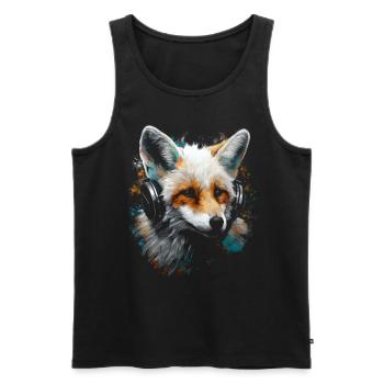Fox Animal Lover Gift Motif animal sauvage - Débardeur bio Premium Homme - noir - Devant - AI Model Male 178 light (178cm)