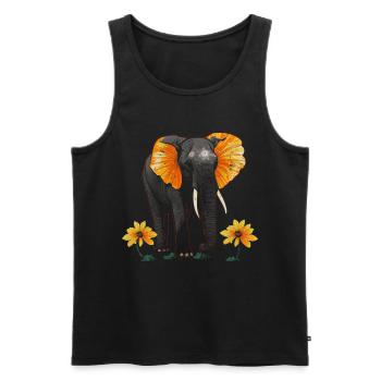 Elefant Tier Geschenk Afrika Kunst Blumen - Männer Premium Bio Tank Top - Schwarz - Vorne - AI Model Male 178 light (178cm)
