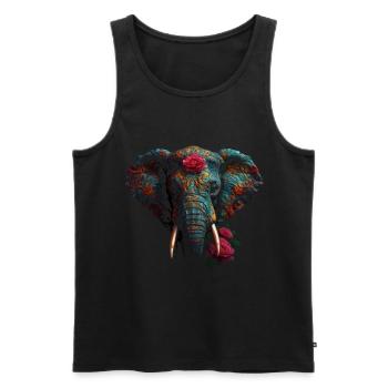 Éléphant Animal Gift Africa Art Fleurs Rose - Débardeur bio Premium Homme - noir - Devant - AI Model Male 178 light (178cm)